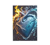 Drapeau de bienvenue en forme de cœur avec feu et eau - 61 x 91 cm - Ne se décolore pas - Double face - Bannière d'extérieur pour cour, porche, pelouse