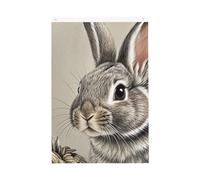 Drapeau de bienvenue en forme de lapin dessiné à la main - 61 x 91 cm - Ne se décolore pas - Double face - Bannière d'extérieur pour cour, porche, pelouse