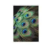 Drapeau de bienvenue en plumes de paon vert 61 x 91 cm - Double face - Pour maison, cour, porche, pelouse