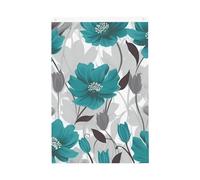 Drapeau de bienvenue floral gris sarcelle et blanc 61 x 91 cm - Ne se décolore pas - Double face - Bannière d'extérieur pour cour, porche, pelouse