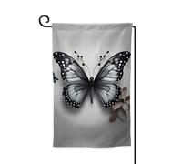 Drapeau de bienvenue gris bleu sarcelle imprimé fleur papillon décoration extérieure jardin patio drapeau toutes saisons 30,5 x 45,7 cm plusieurs formes