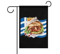 Drapeau De Bienvenue Gyros Grecs Suspendre Décoration De Jardin Imperméable Bannière De Cour Pour Balcon Fête Intérieur 12X18 Inch