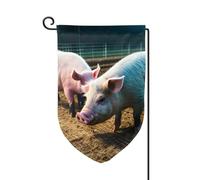 Drapeau de bienvenue imprimé cochons dans la ferme, décoration extérieure, drapeau de jardin toutes saisons, 30,5 x 45,7 cm, plusieurs formes