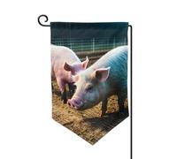 Drapeau de bienvenue imprimé cochons dans la ferme, décoration extérieure, drapeau de jardin toutes saisons, 30,5 x 45,7 cm, plusieurs formes