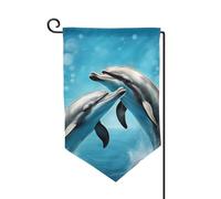 Drapeau de bienvenue imprimé dauphins amoureux - Décoration extérieure - Pour jardin et terrasse - 30,5 x 45,7 cm - Plusieurs formes