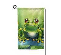 Drapeau de bienvenue imprimé grenouille verte de dessin animé, décoration extérieure, drapeau de jardin toutes saisons, 30,5 x 45,7 cm, plusieurs formes