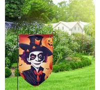 Drapeau de bienvenue imprimé Happy Halloween - Décoration extérieure - Pour jardin et terrasse - 30,5 x 45,7 cm - Plusieurs formes