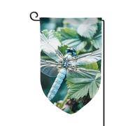 Drapeau de bienvenue imprimé libellule bleue - Décoration extérieure - Pour jardin et terrasse - 30,5 x 45,7 cm - Plusieurs formes