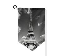 Drapeau de bienvenue imprimé Tour Eiffel et nuage de Paris - Décoration extérieure - Pour jardin et terrasse - 30,5 x 45,7 cm - Plusieurs formes