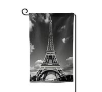 Drapeau de bienvenue imprimé Tour Eiffel et nuage de Paris - Décoration extérieure - Pour jardin et terrasse - 30,5 x 45,7 cm - Plusieurs formes