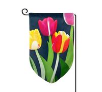 Drapeau de bienvenue imprimé tulipes colorées - Décoration extérieure - Pour jardin et patio - 30,5 x 45,7 cm - Plusieurs formes