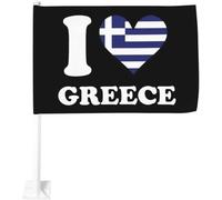 Drapeau De Bienvenue J'Aime La Grèce Imperméable Drapeau Décoratif Uv Fade Résistant Bannière De Cour Pour Vacances D'Intérieur Maison 3X5 Ft