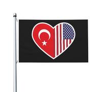 Drapeau De Bienvenue J'Aime L'Amérique Et La Turquie Amusant Drapeaux De Cour Suspendre Bannière Décorative Pour Pelouse Maison Vacances 3X5 Ft