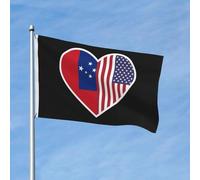 Drapeau De Bienvenue J'Aime L'Amérique Et Les Samoa Durable Drapeau De Jardin Imperméable Bannière Décorative Pour Fête Patio Pelouse 3X5 Ft