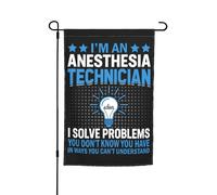 Drapeau De Bienvenue Je Suis Technicien En Anesthésie. Uv Fade Résistant Décoration De Jardin Double Face Bannière De Cour Pour D'Intérieur Bureaux Extérieure 12X18 Inch