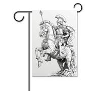 Drapeau De Bienvenue Jeanne D'Arc À Cheval Élégante Durable Drapeau De Jardin Uv Fade Résistant Bannière Pour Porche Balcon D'Intérieur 12X18 Inch