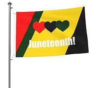 Drapeau De Bienvenue Juneteenth, L'Indépendance De L'Afrique Et Des États-Unis Durable Bannière Imperméable Drapeau Décoratif De Jardin Pour Vacances Fête Porche 3X5 Ft