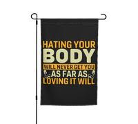 Drapeau De Bienvenue La Haine De Votre Corps Ne Vous Mènera Jamais Aussi Loin Que L'Amour. Imperméable Drapeau De La Fierté Double Face Bannière Pour Porche Maison Pelouse 12X18 Inch