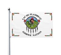 Drapeau de Bienvenue La Nation Ojibwe du Lac Du Flambeau Bannière pour | Porche 3x5 FT Suspendre Drapeau de Jardin Imperméable Bannière de Cour pour Patio Balcon