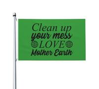Drapeau De Bienvenue Nettoie Tes Dégâts. Aime La Terre Mère. Suspendre Bannière Double Face Drapeau De Jardin Pour D'Intérieur Patio Fête 3X5 Ft