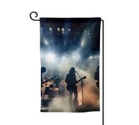 Drapeau de bienvenue noir fumé imprimé musique de bienvenue décoration extérieure tous temps jardin patio drapeau 30,5 x 45,7 cm plusieurs formes