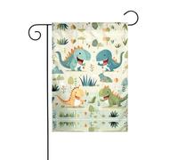 Drapeau de Bienvenue Petit dinosaure tout mignon Bannière 12x18 Inch | Suspendre Drapeaux de Jardin Amusant Bannière décorative pour Intérieur Ferme Bureaux
