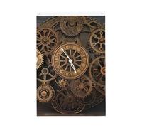 Drapeau de bienvenue Steampunk Engrenages Horloge de jardin 61 x 91 cm Pas de décoloration Double face Maison Yard Bannière Décoration pour cour, porche, pelouse