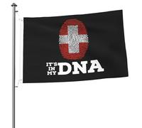 Drapeau de Bienvenue Suisse c'est dans mon ADN Bannière Balcon 3x5 FT | Suspendre Décoration de Drapeau Double Face Bannière de Cour pour Pelouse Extérieure