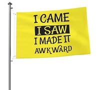 Drapeau De Bienvenue Vintage Je Suis Venu, J'Ai Vu, J'Ai Fait Maladroit Amusant Bannière De Cour Durable Drapeau Pour Ferme Balcon Maison 3X5 Ft