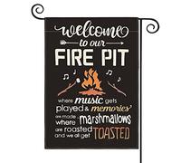 Drapeau De Bienvenue Welcome Sur Notre Camping-Car Avec Foyer Et Feu De Camp 30X45Cm Drapeaux Résistant Aux Intempéries Résistant Décoration Bannière Pour Dortoirs Anniversaires Plage