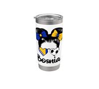 Drapeau de Bosnie Fille Supporters Bosniaques Fiers Gobelet isotherme en acier inoxydable double paroi