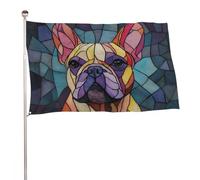Drapeau de bouledogue français en verre teinté 0,9 x 1,5 m pour jardin, cour, porche, pelouse, ferme