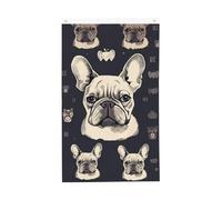 Drapeau de bouledogue français « I Love » - 91 x 152 cm - Double face - Ne se décolore pas - Drapeau de jardin avec bannière extérieure en laiton - Décoration pour cour, porche, pelouse