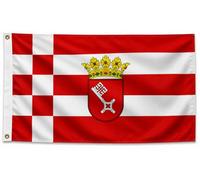 Drapeau de Brême 90 x 150 cm - Drapeau de qualité supérieure avec œillets métalliques - Résistant aux intempéries, aux UV et à double couture - 100 % polyester - Drapeau pour mât de drapeau, jardin et