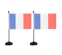 Drapeau de Bureau France Miniature avec Mât et Base Noire | Polyester et Plastique, Couleurs Vives Résistantes à Décoloration, pour Tables, Bureaux, Cafés