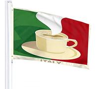 Drapeau de café 4x6 FT Italie Espresso Cappuccino avec drapeau italien Drapeaux extérieurs Grandes bannières de cour de bienvenue Maison Jardin Cour Pelouse Décor Vert Rouge Beige