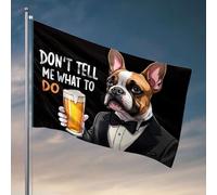Drapeau de camping-car avec chien en smoking : « Don'T Tell Me What To Do ». Drapeau pour patio, bar, décoration de cour (60 x 90 cm)