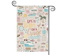 Drapeau de camping-car « Life Is Better On A Cruise » - Décoration de porche en plein air - Pour l'été, la plage, les vacances et la cour (drapeau de croisière)