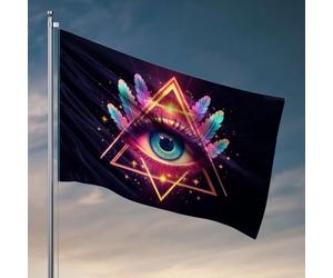 Drapeau de camping-car Yeux de la pyramide. Drapeau cool pour chambre gars (60 x 90 cm)