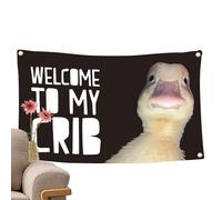 Drapeau de canard drôle - 90 x 150 cm Arrière-plans d'art mural | Tapisserie murale « Bienvenue à mon crib », polyester, décoration de chambre cool, décoration de maison, accessoires de fête, panneaux