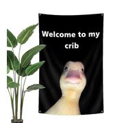Drapeau De Canard Drôle - Bannière «bienvenue Sur Mon Berceau» Avec Œillets | Décor De Mur De Dortoir, Mignonne Affiche De Chambre D'université, Tapisserie Intérieure De La Chambre À Coucher, Toile De