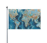 Drapeau de carte du monde 9,1 x 1,5 m pour extérieur et intérieur - Drapeau de jardin avec œillets double face pour décorations de cour