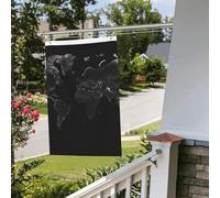 Drapeau de carte du monde noir 61 x 91 cm pour extérieur et intérieur, printemps, été, automne, hiver, drapeaux de jardin avec œillets verticaux double face pour décorations de cour
