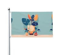 Drapeau de célébration d'extérieur en bambou imprimé à dos de tortue bleu orange (91,4 x 152,4 cm) - Idéal pour le jardin, la cour et les décorations de vacances