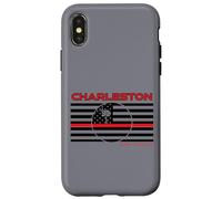 Drapeau de Charleston County en Caroline du Sud Pompier Fin Ligne Rouge Coque pour iPhone X/XS