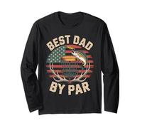 Drapeau de chasse et de pêche pour Disc Golf Frisbee Dad Best Dad By Par Manche Longue