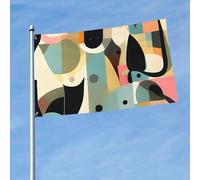 Drapeau de chat d'art moderne du milieu du siècle - 9,5 x 1,5 m - Double face - Résistant à la décoloration - Bannière de vœux d'extérieur avec œillets en laiton pour intérieur et extérieur - Pour