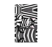 Drapeau de chaton rayé noir et blanc. Drapeau décoratif d'extérieur 0,9 x 1,5 m, bannière verticale en polyester