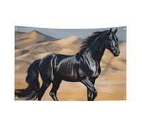 Drapeau de cheval arabe noir avec 4 œillets, drapeau simple face en polyester durable, bannières résistantes aux intempéries pour dortoir, fête, tournage, festival, décoration de 61 x 88,9 cm