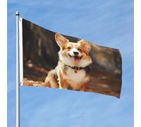Drapeau de chien Corgi 61 x 91 cm Double face Ne se décolore pas Drapeau de bienvenue Drapeau de cour Drapeau avec bannière extérieure en laiton Décoration pour cour, porche, pelouse